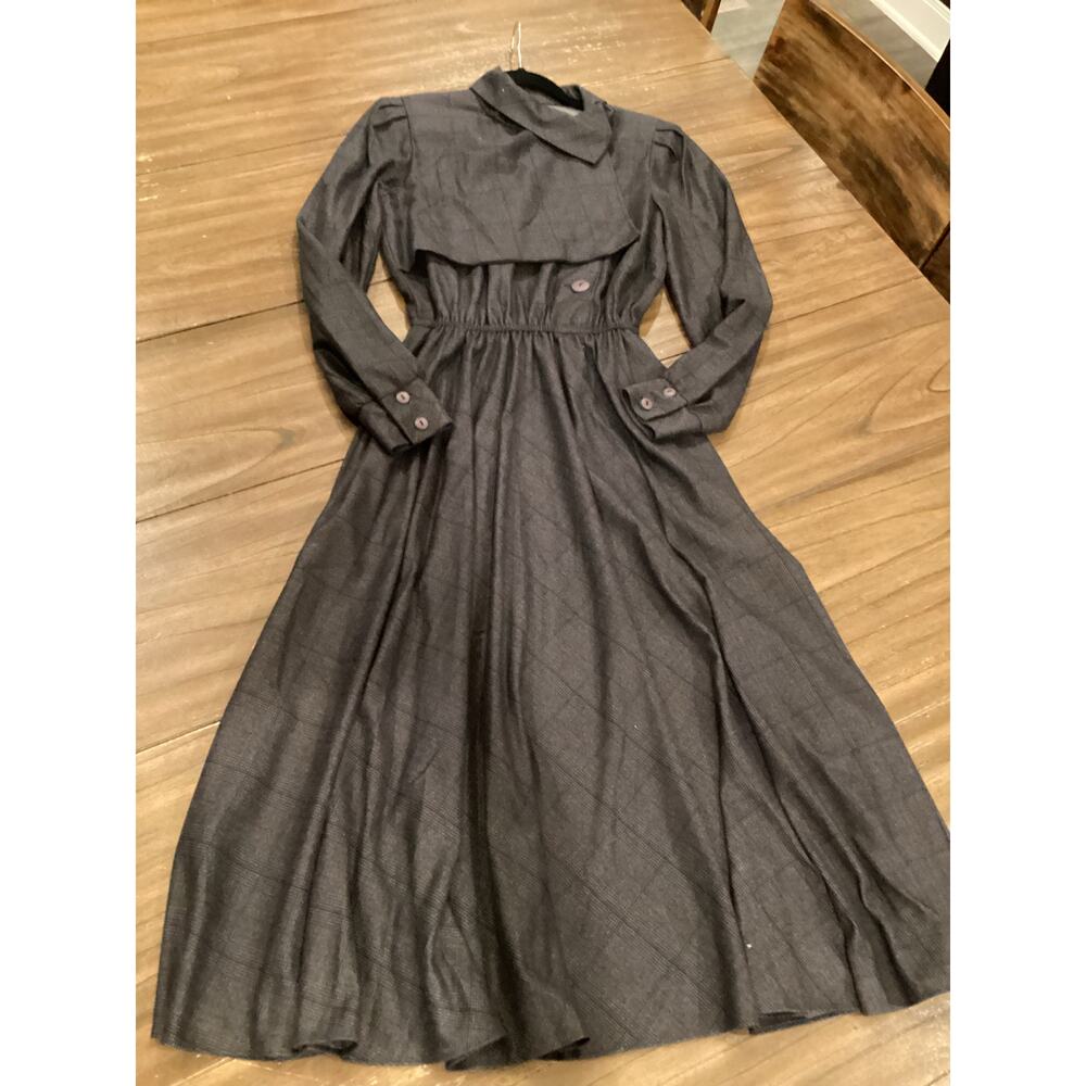 Vintige Patty O'Neil gray A line long sleeve MOD swing midi dress  Size 8